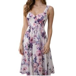 Romantic euro summer floral midi dress